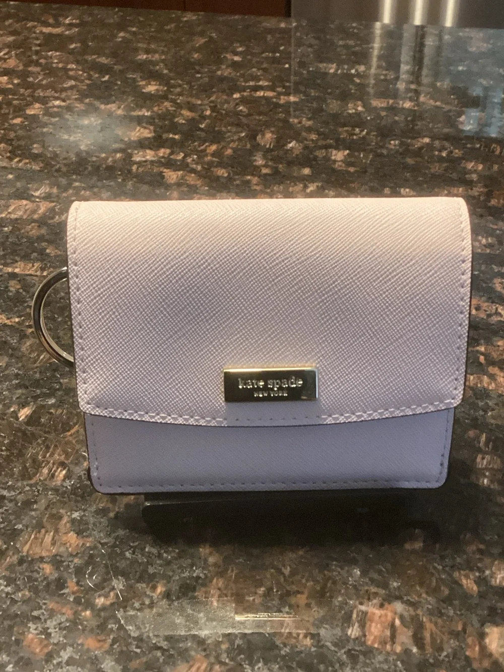 kate spade lavender Saffiano Leather Mini Wallet with Logo Plaque